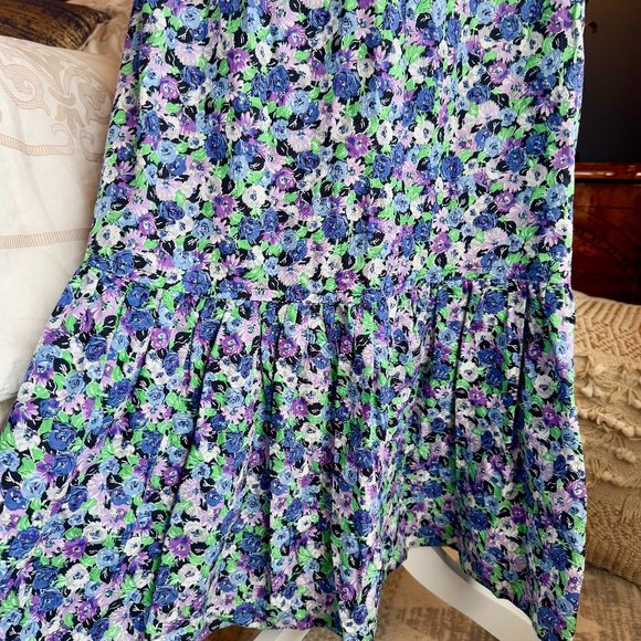 Vintage 70s 80s Floral Long Sleeve Tie Top and Maxi Skirt Set - Picture 4 of 13